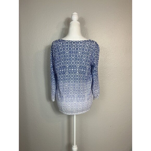 Chico’s Blue And White Gradient Circle Dot Sweater Tunic Size 1 sz 8 Medium A6 - Picture 3 of 8